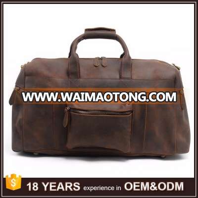 Europe Style Vintage Brown Genuine Leather Travel Duffle Luggage Bag